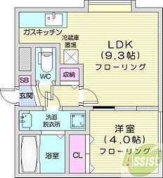 リー苗穂駅前ビル 1LDKの間取図画像