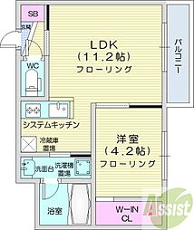 S-RESIDENCE西町 1LDKの間取図画像