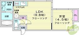 patio豊平 1LDKの間取図画像