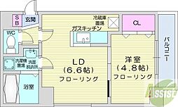 レジディア北二条イースト3 1LDKの間取図画像