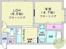 サンドリーム西出 1LDKの間取図画像