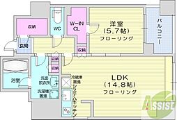 プライムメゾン大通公園 1LDKの間取図画像