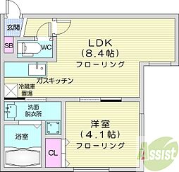 メイプルメゾン 1LDKの間取図画像