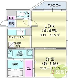 シャトーアンジュラス 1LDKの間取図画像