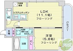 ジュエル北円山 1LDKの間取図画像