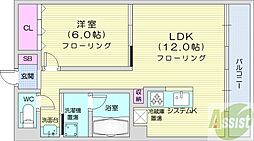 プルミエールメゾン南円山 1LDKの間取図画像