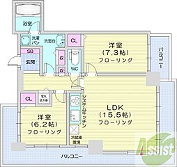 D'グラフォート札幌ステーションタワー 2LDKの間取図画像