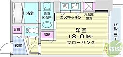 ブランノワールN13.exe ワンルームの間取図画像