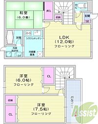 メゾンドゥヴェールC 3LDKの間取図画像