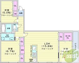 ALPHASQUARE宮の森2条 3LDKの間取図画像