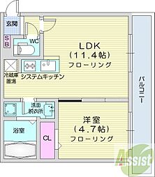 Axis-Will東札幌Sta. 1LDKの間取図画像