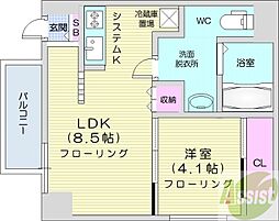 S-FORT北円山 1LDKの間取図画像