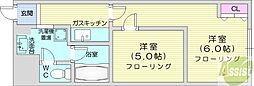 メトロノーム 1LDKの間取図画像