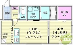 ピアソンS7W10 1LDKの間取図画像