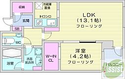 プライムメゾン南2条 1LDKの間取図画像