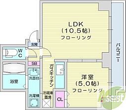 トレジャーコートA 1LDKの間取図画像