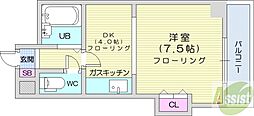 プレサント南5西9 1DKの間取図画像