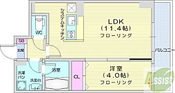 バロンドール 1LDKの間取図画像