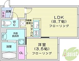 札幌市中央区北十三条西16丁目マンション 1LDKの間取図画像