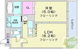カルディーノN30 1LDKの間取図画像