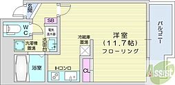 ポレール北大館 1Kの間取図画像