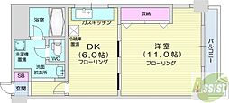 ドミ18ロイヤル 1DKの間取図画像