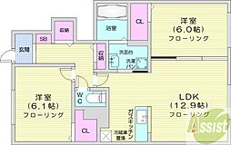 サニーフラットB 2LDKの間取図画像