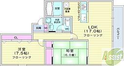 サンクレスト円山 2LDKの間取図画像