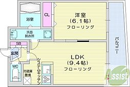 ハイドパーク 1LDKの間取図画像