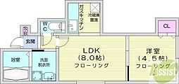 パームツリー 1LDKの間取図画像