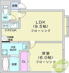 ラ・ヴェルデ 1LDKの間取図画像