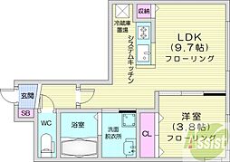 Halenix札幌医大前 1LDKの間取図画像