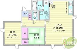 リブウェル麻生 2LDKの間取図画像