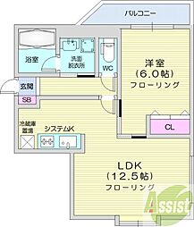 ラプラス裏参道 1LDKの間取図画像