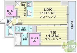 ASHMARUYAMA 1LDKの間取図画像