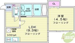 FUTABASUQUARE元町 1LDKの間取図画像