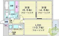 グラード元町 2LDKの間取図画像