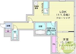 R・T2 1LDKの間取図画像