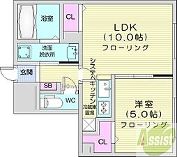 札幌市中央区北三条東7丁目マンション 1LDKの間取図画像