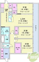 札幌市西区八軒一条西1丁目マンション 3LDKの間取図画像