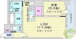 アルファスクエア北15条 1LDKの間取図画像