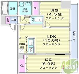 エステラ旭ケ丘 2LDKの間取図画像