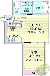 仮)プレスタ平岸3-6MS 1LDKの間取図画像