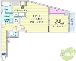 クレア北24条 1LDKの間取図画像
