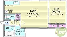 キャピタル神宮 1LDKの間取図画像