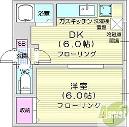 ダイアナ麻生MS 1DKの間取図画像
