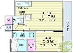 スペチアーレ伏見ウェスト 1LDKの間取図画像