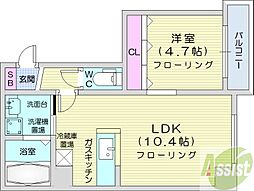 ベルネージュ札幌 1LDKの間取図画像