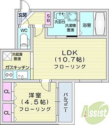 GRACIASN14 1LDKの間取図画像