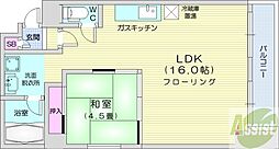 リベルティ大通 1LDKの間取図画像
